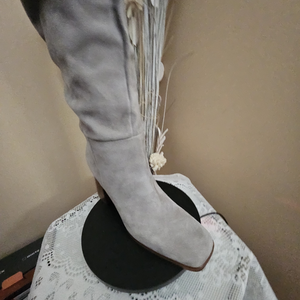 💓🧡Women's Gray Nine West Suede Domaey Knee Boots - Size 9.5 - NWOT⁸